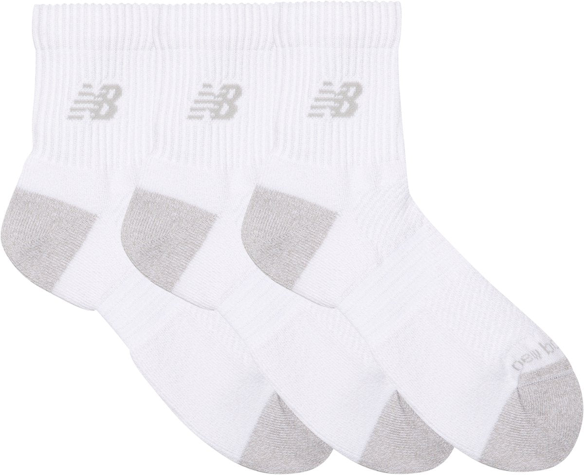 New Balance Active QTR Socken 3er-Pack Unisex-Sportsocken – Weiß