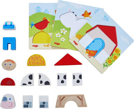 Haba formenpuzzle Bauernhof Junior 15 x 15 cm Holz 17-teilig