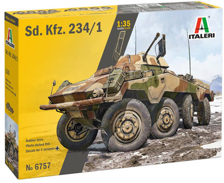 Italeri Modellbausatz Militärfahrzeuge – 6757 sd. kfz. 234 1 – Deutscher Panzerwagen – Aufklärungsfahrzeug des Zweiten Weltkriegs – Militärfahrzeug aus Kunststoff – 1:35 – Modellbau