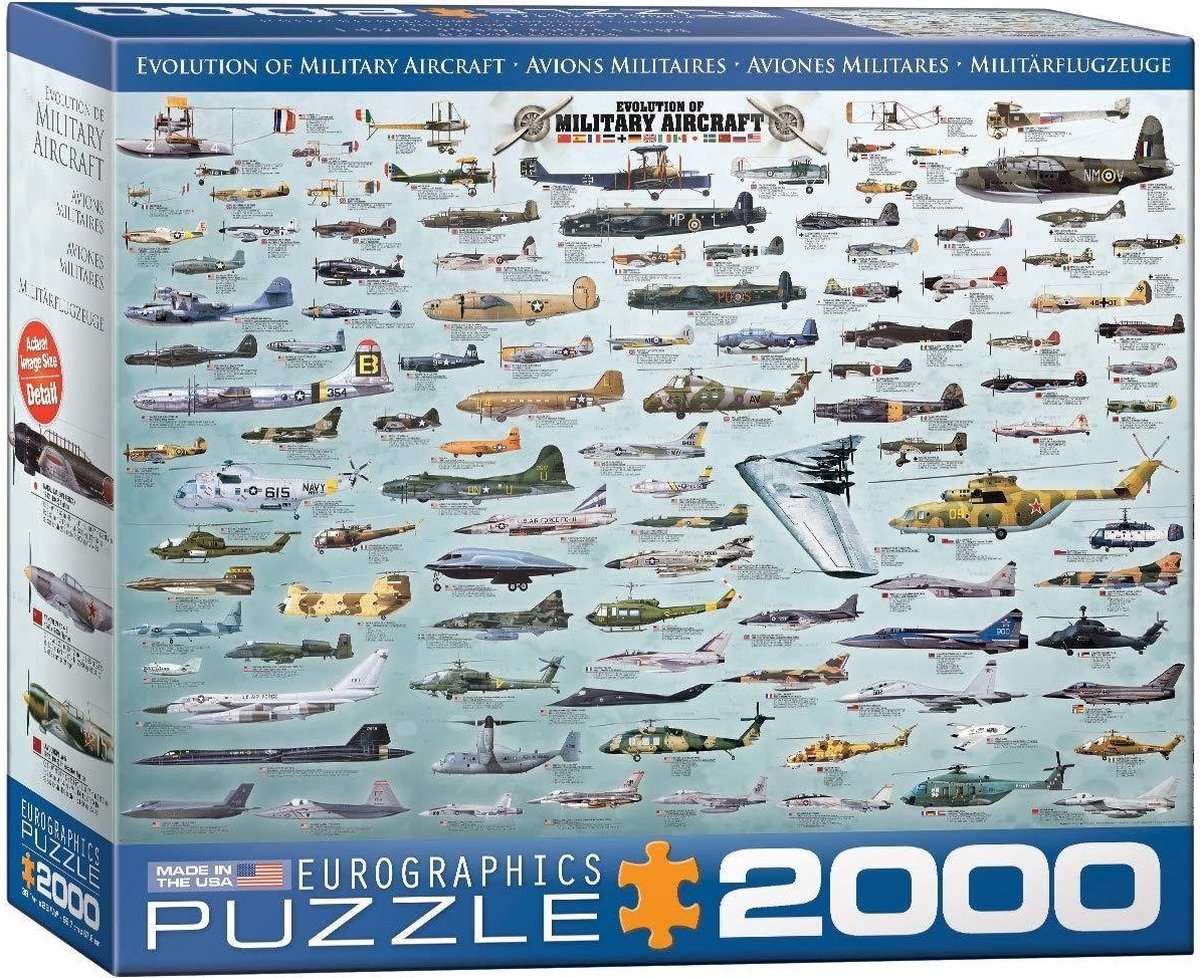 Eurographics – Entwicklung von Militärflugzeugen – 2000 Teile 97×68cm (B×H) – Puzzle