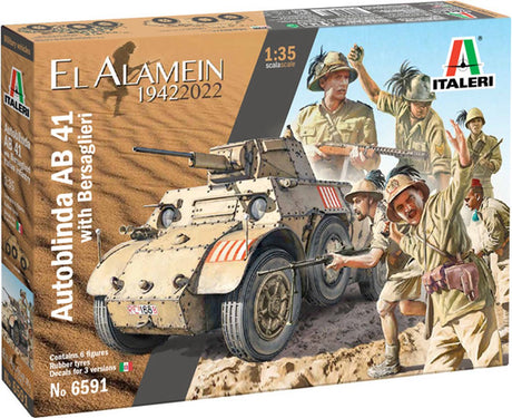 Italeri Modellbausatz Militärfahrzeuge – 6591 Autoblinda ab 41 mit Bersaglieri el Alamein Kunststoff – 1:35 – Modellbau