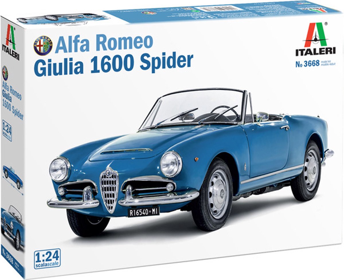 Italeri Modellbausatz Militärfahrzeuge – 3668 Alfa Romeo Giulia 1600 Spider – Auto aus Kunststoff – 1:24 – Modellbau
