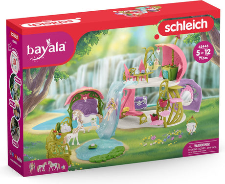 Schleich bayala - Glitzerndes Blumenhaus - Kinderspielzeug - mit Einhorn, Elfen, See und Stall - 71 Teile