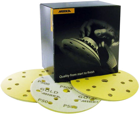 Mirka Gold-Weichschaum-Schleifscheiben 150 mm mit 15 Löchern – P320