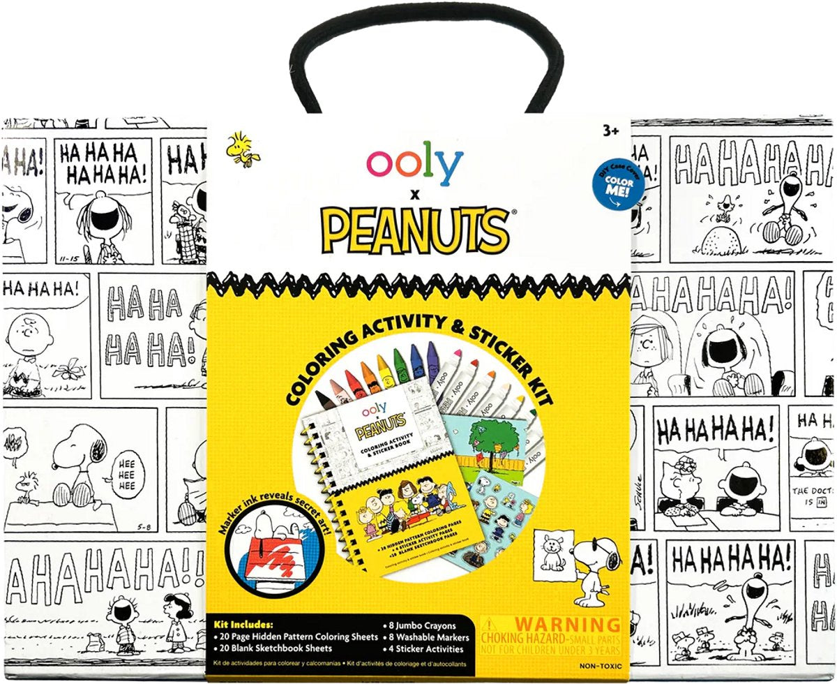 Ooly – x Peanuts – Snoopy Mal- und Aufkleberset – 8 abwaschbare Marker und Buntstifte