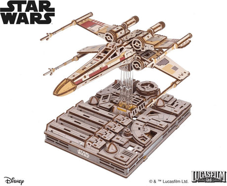 Ugears 3D-Modellbausatz – Luke Skywalkers X-Wing Starfighter – Star Wars – mechanischer Bausatz aus Holz – Lernspielzeug