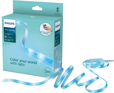 Philips led strip - 5m lengte - eenvoudig op maat te knippen - met 3m kleefstrip - rgb
