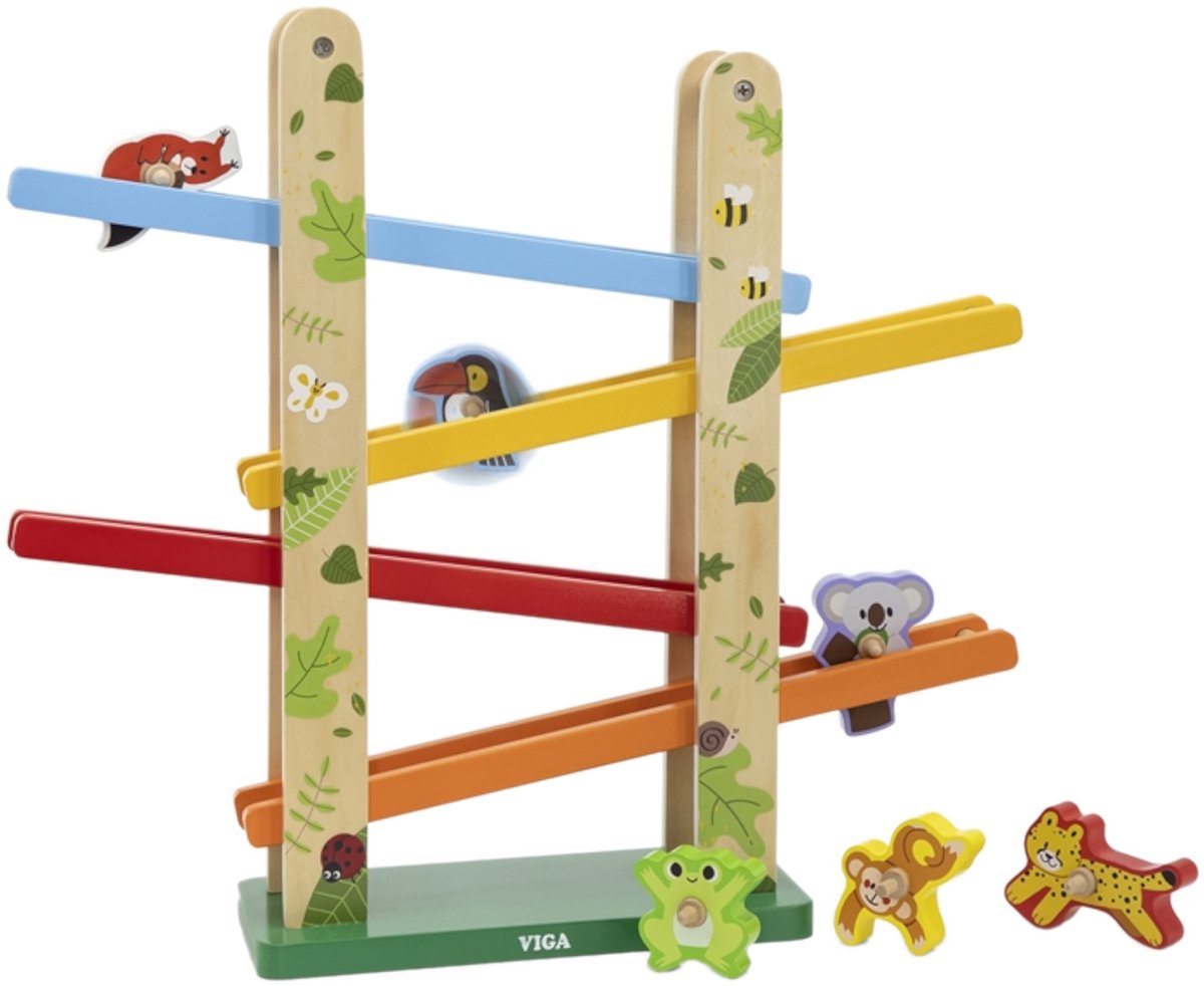 Viga Toys - Holz - Dschungel-Rollenbahn - mit 6 Rollen