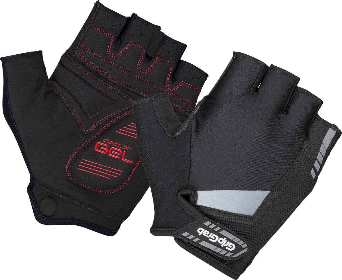 Gripgrab - Supergel gepolsterte Kurzfinger-Sommer-Fahrradhandschuhe Fahrradhandschuhe mit Polsterung - Schwarz - Unisex - Größe M