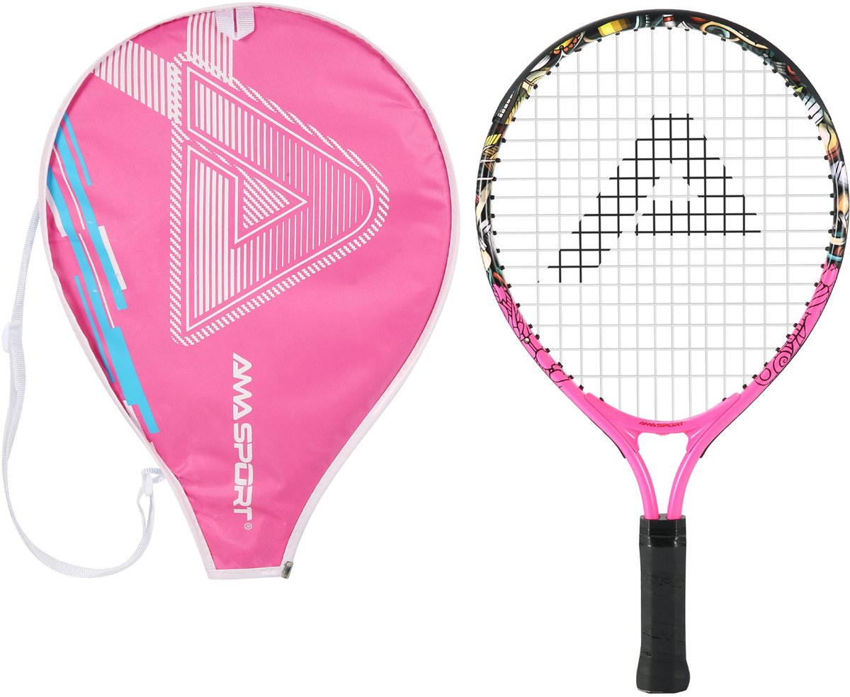 Ama Sport Kinder-Tennisschläger Graffiti Pink 21 Zoll – leichter Junior-Schläger mit Tasche – ideal für Anfänger –