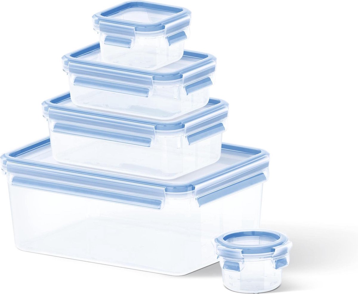 Tefal Frischhaltebehälter 100 % auslaufsicher, Set à 5 Stück 0,15 0,2 0,55 1,00 3,70l