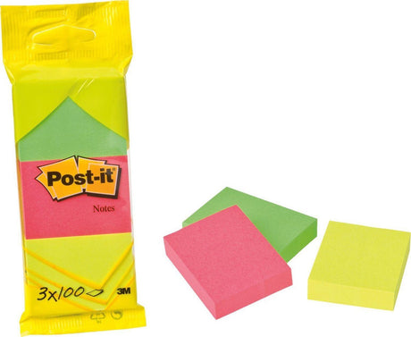 Haftnotizen, 38 x 51 mm, 100 Blatt, Blister mit 3 Blöcken in Neongelb, Pink und Grün – Haftnotizen