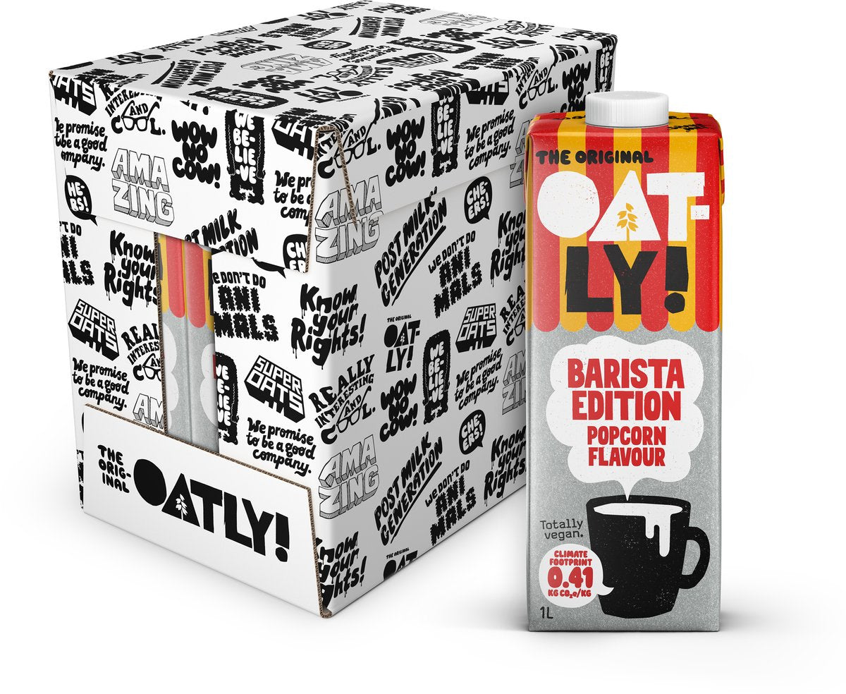 Hafer! oatly oats Barista Edition Popcorn-Geschmack – 6 Stück – (6l) – langlebige pflanzliche Milch – Barista-Popcorn – Vorteilspack