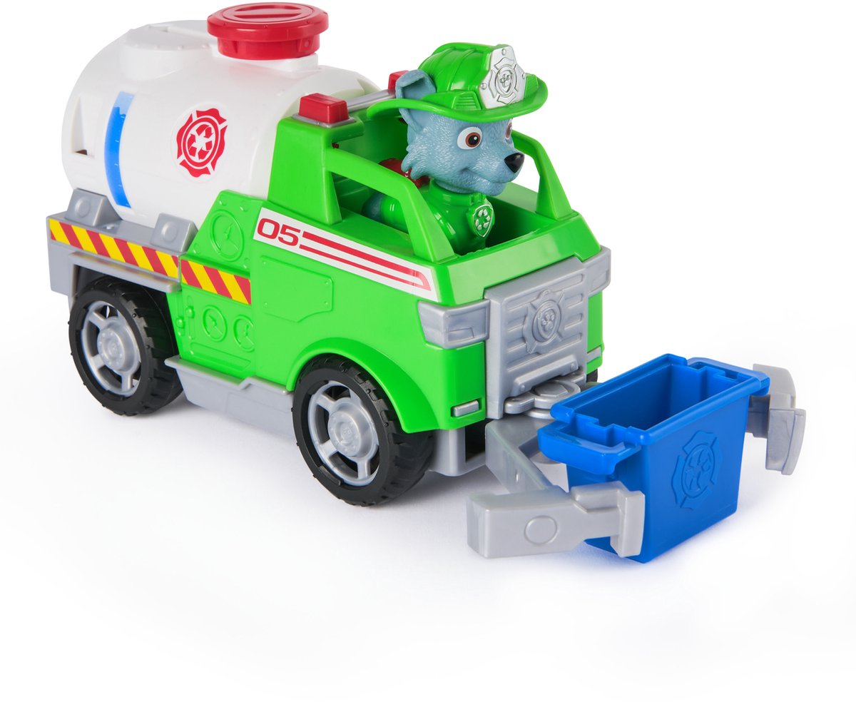 Paw Patrol – Feuerrettung – Rockys Feuerwehrauto – Spielzeugfahrzeug mit Spielfigur