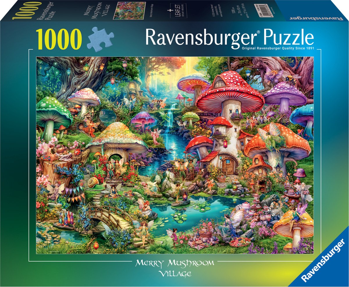 Ravensburger Puzzle Fröhliches Pilzdorf, 1000 Teile.