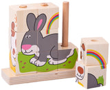 Bigjigs Holzblock-Puzzle Haustiere, 10-tlg.