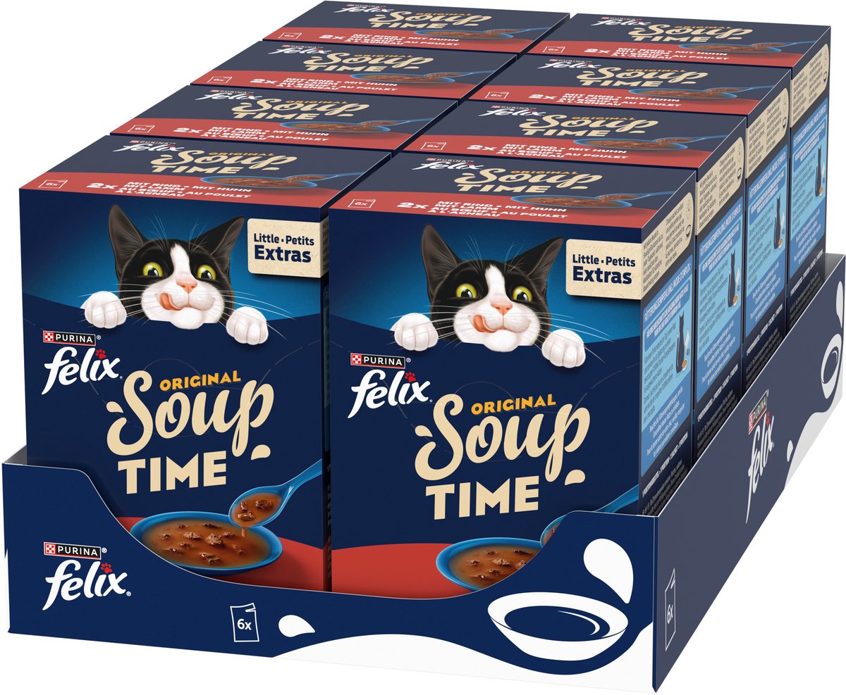 Felix Suppenfleischauswahl - Katzenfutter Nassfutter - Rind Huhn Lamm - 48 x 48 g