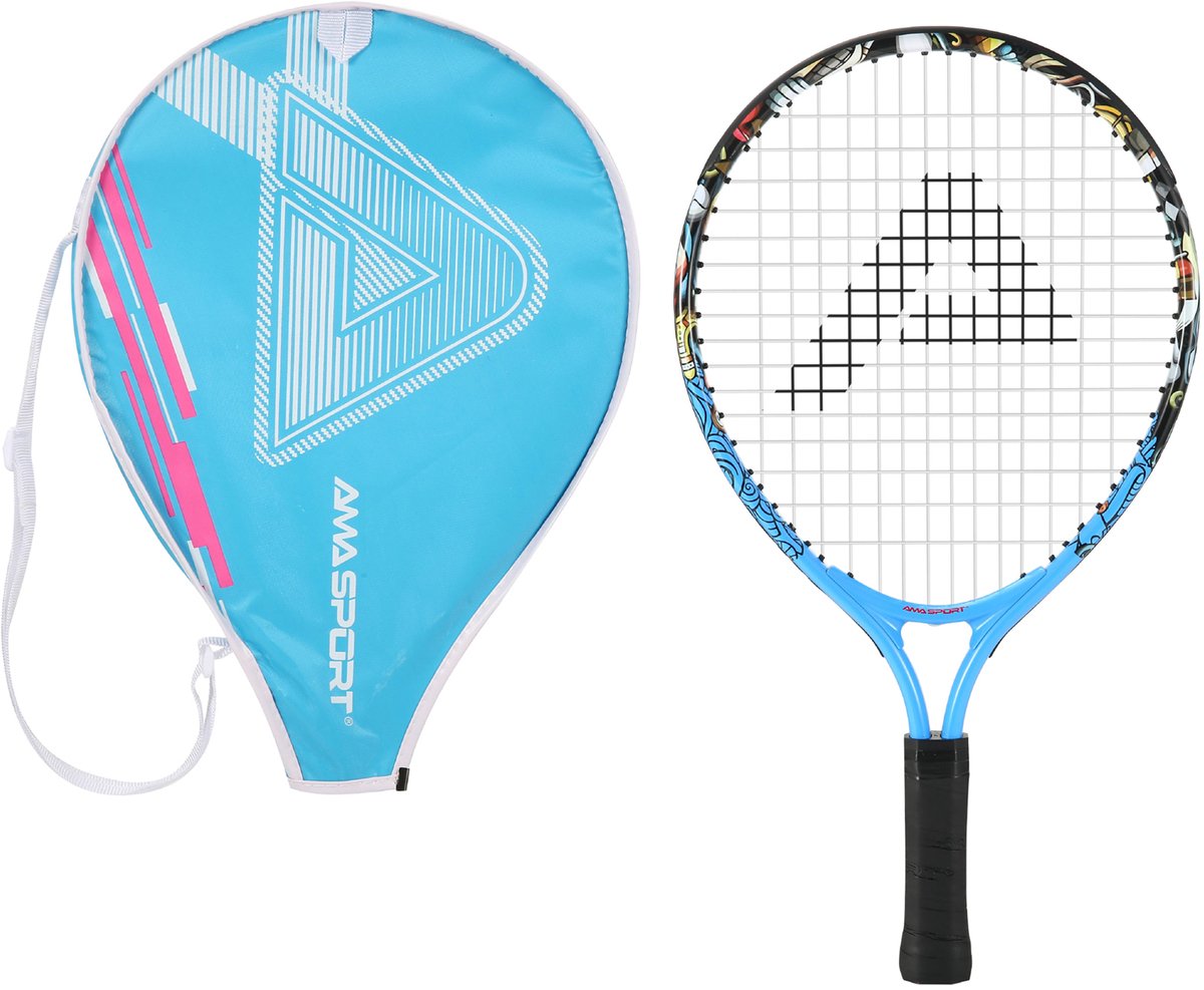 Ama Sport Kinder-Tennisschläger Graffiti Blau 23 Zoll – leichter Junior-Schläger mit Tasche – ideal für Anfänger –
