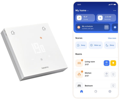 Netatmo Smart Thermostat Original – Kabelgebundener Smart Thermostat – App-Steuerung, Einblick in den Energiesparverbrauch – Matter-kompatibel – Funktioniert mit Apple Home, Google Home, Alexa – Weiß