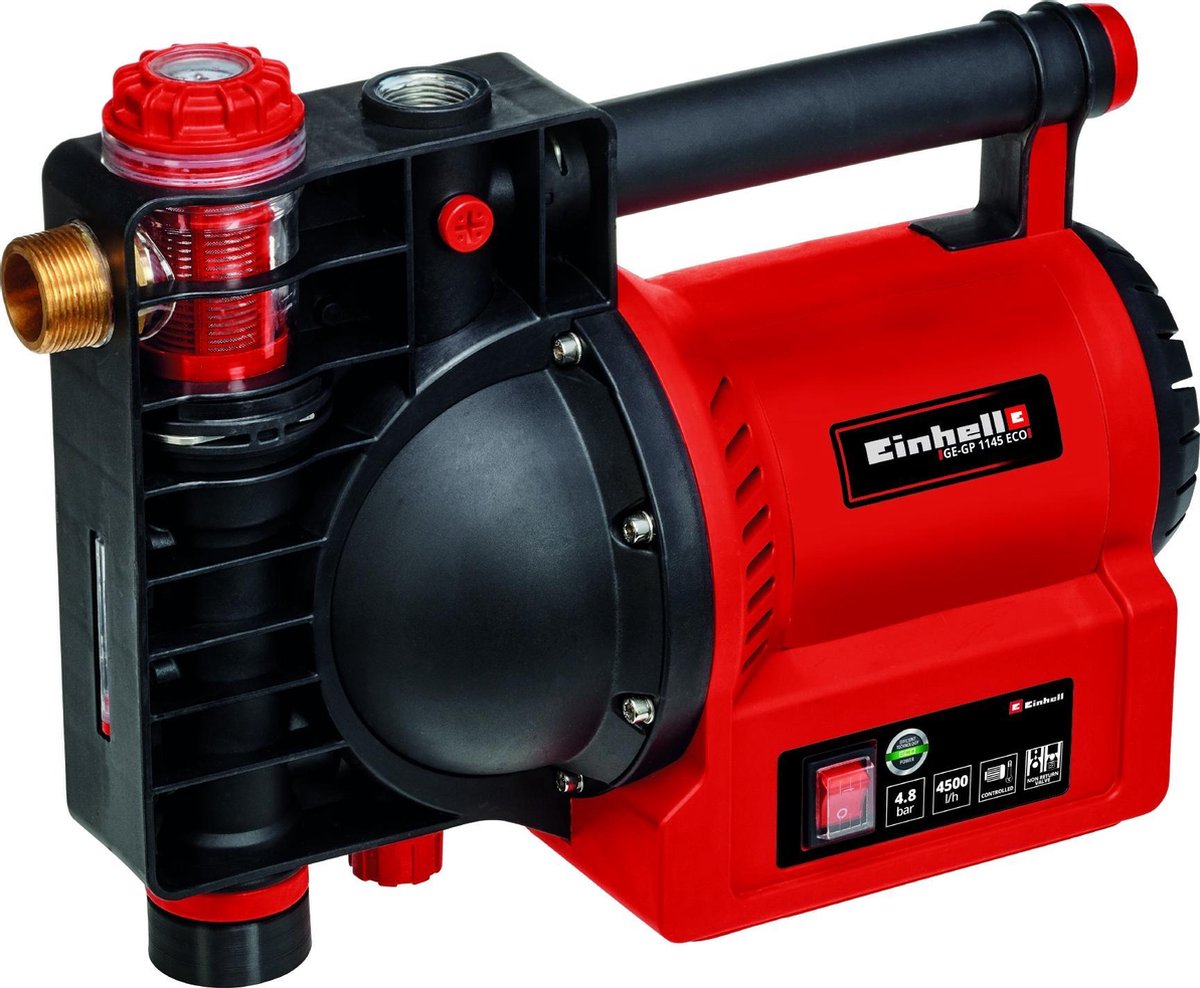 Einhell elektrische Gartenpumpe GE-GP 1145 Eco – 1100 W – 4500 l·h – 4,8 bar – max. Förderhöhe: 48 m - max. Saughöhe: 8 m