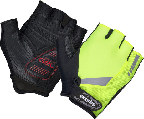 Gripgrab - Progel gepolsterte Kurzfinger-Sommer-Fahrradhandschuhe Fahrradhandschuhe mit Polsterung - gelbe Warnschutzfunktion - Unisex - Größe M