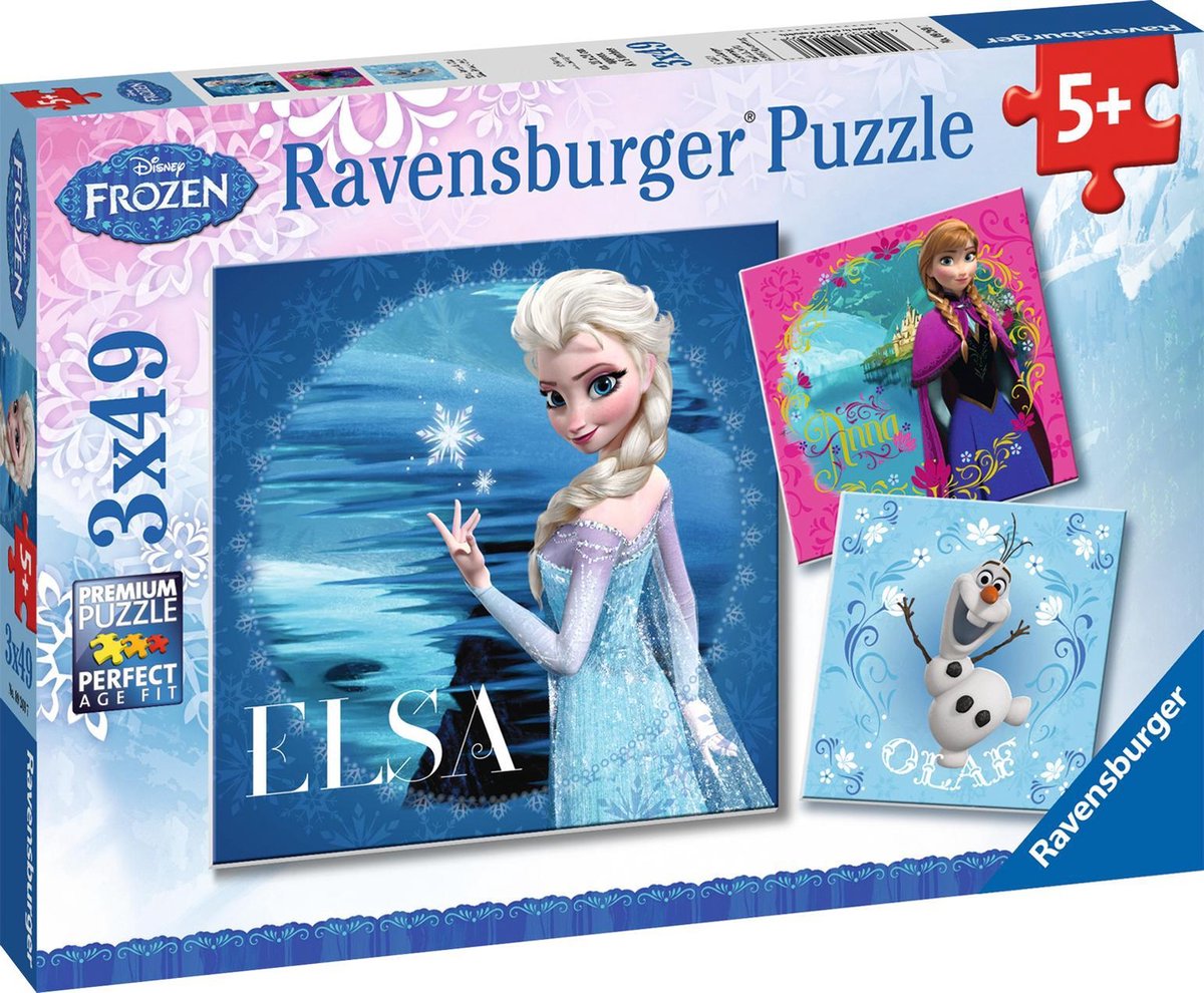 Ravensburger Puzzle Disney Frozen Elsa, Anna Olaf – 3x49 Teile – Kinderpuzzle