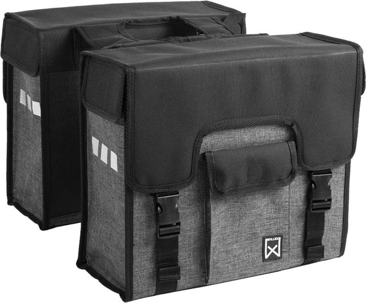 Willex Shopper - Doppelte Fahrradtasche - 38 Liter - Schwarz Anthrazit - Universelle Montage - Der Klassiker