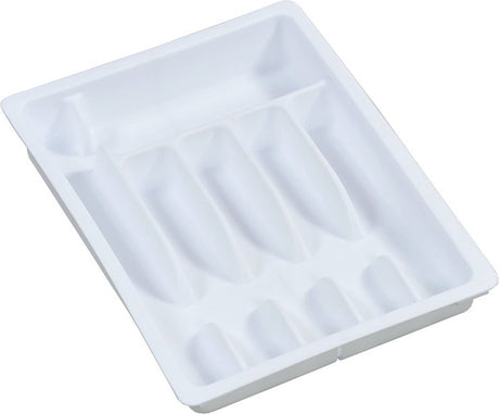 Kesper ausziehbarer Besteckkasten aus Kunststoff | 6 Fächer -> erweiterbar auf 8 Fächer | Besteck in der Schublade aufbewahren | verstellbarer Besteckkasten | 29–50 x 38 x 6,3 cm. | Farbe: weiß