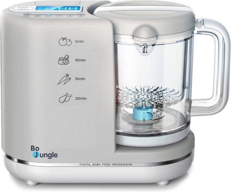 Bo Jungle – Küchenmaschine – Küchenmaschine – kompakt – Babynahrung zubereiten – selbstreinigend – Mixer – Dampfgaren – Flaschenwärmer – 900 ml + 500 ml – Einzelteile sind spülmaschinenfest – digitale Babynahrungsmaschine 6 in 1