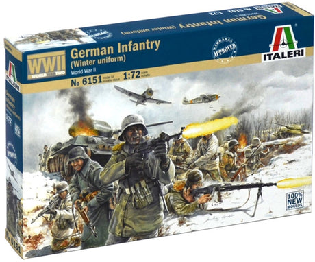 Italeri Modellbausatz Diorama – 6151 Deutsche Infanterie in Winteruniform – Deutsche Soldaten 2. Weltkrieg – 36 Figuren aus Kunststoff – 1:72 – Modellbau