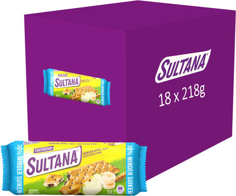 Sultana - Snack - Bananen-Apfel-Fruchtkeks - 30 % weniger Zucker - 18 x 218 Gramm