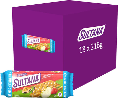Sultana - Snack - Erdbeer-Apfel-Fruchtkeks - 30 % weniger Zucker - 18 x 218 Gramm
