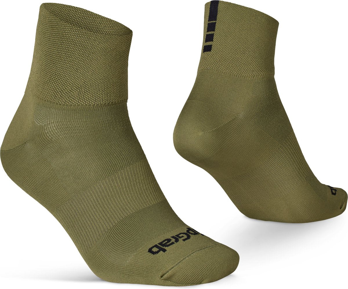 Gripgrab - lightweight sl korte performance zomer fietssokken 1 paar coolmax wielersport sokken low cut - olijf groen - unisex - maat m (41-44)