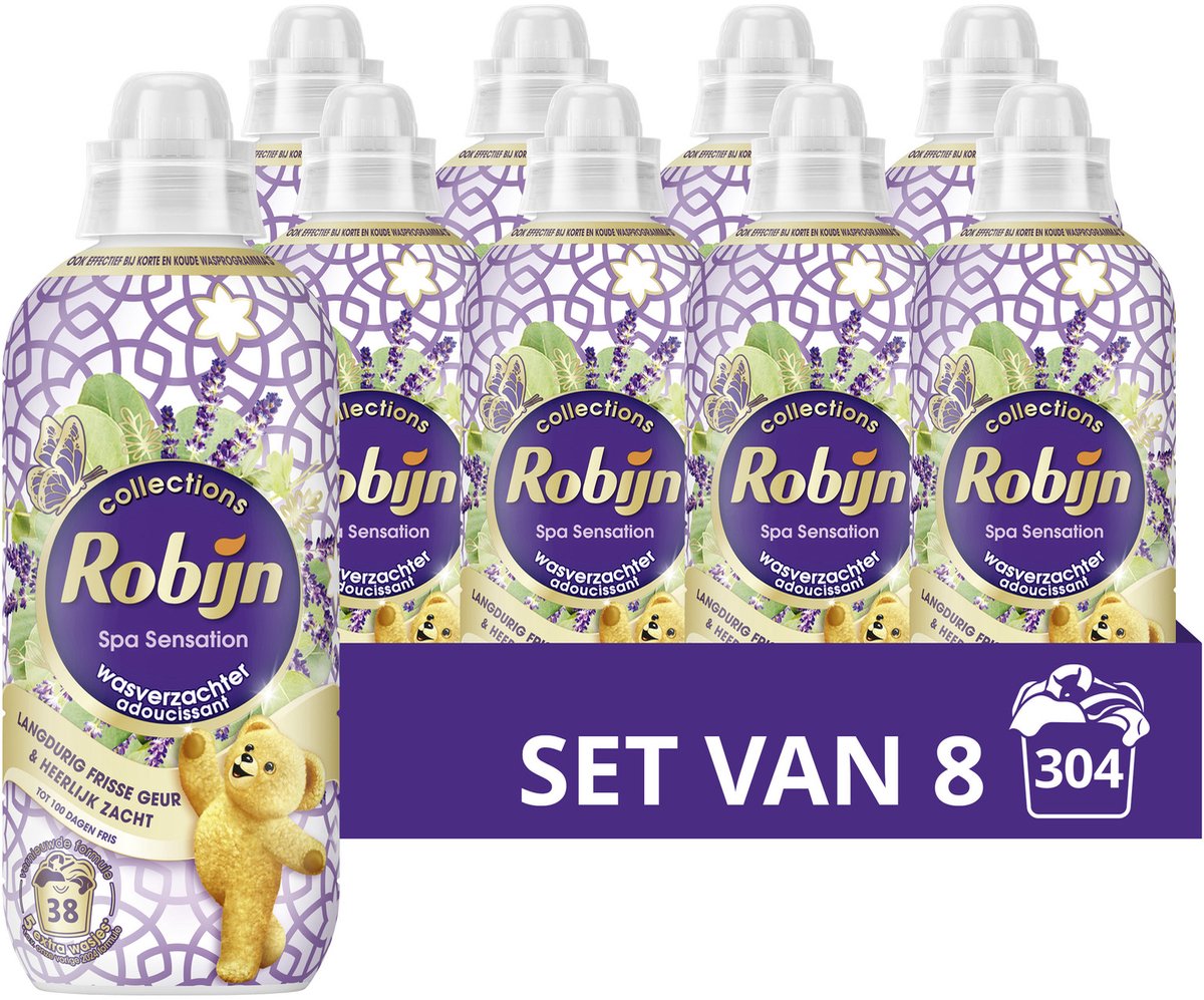 Robijn - wasverzachter - spa sensation - 8 flessen - 304 wasbeurten - voordeelverpakking