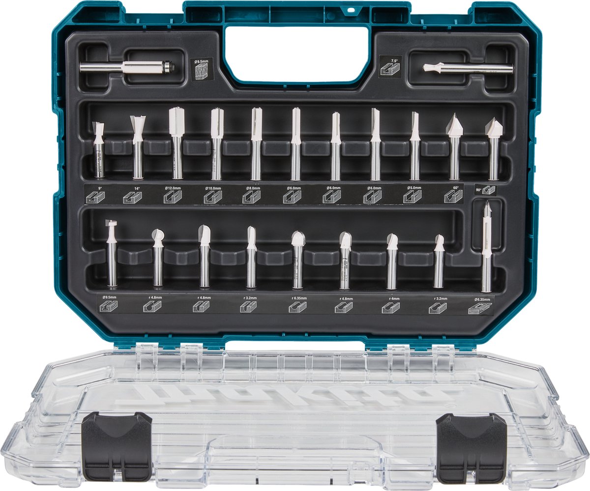 Makita-Zubehör d-74784 | Frässet 8mm | 22-teilig | im Kunststoffkoffer - D-74784
