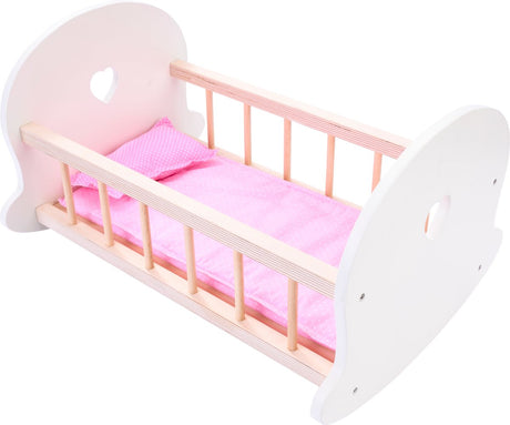 Longfield Puppenbett Schaukelwiege, rosa weiß