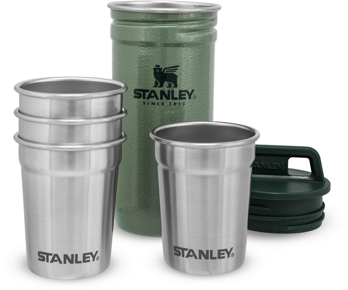 Stanley Adventure Nesting Schnapsglas-Set 0,59 ml – BPA-freie Schnapsgläser – Schnapsgläser aus Edelstahl – einfach zu stapeln und aufzubewahren – spülmaschinenfest – Hammerschlaggrün