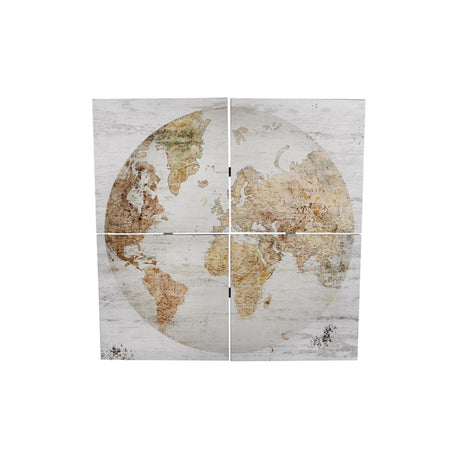 Cosydecor Wandkarte 'Globus' 4-teilig 80x80x3cm weißes Holz