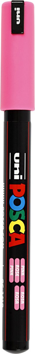 Uni-Posca Posca-Marker, Größe PC-1MR, Strichstärke 0,7 mm, extrafein, rosa, 1 Stück