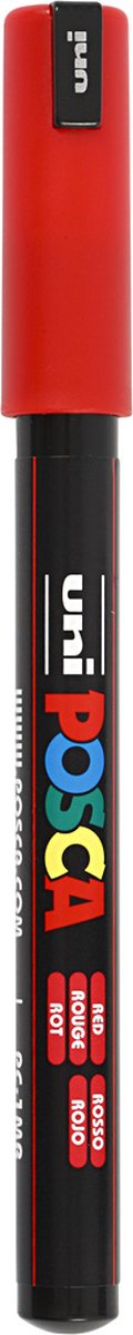 Uni-Posca Posca-Marker, Größe PC-1MR, Strichstärke 0,7 mm, extrafein, rot, 1 Stück