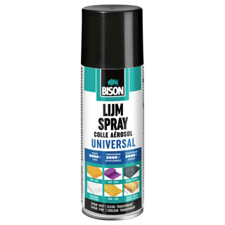 Bison Klebespray Universal-Sprühdose 200 ml – handliches Klebespray zum dauerhaften oder temporären Verkleben von Papier, Pappe, Fotos, Postern, Collagen, Metallfolien, Dämm- und Dekorationsmaterialien, Filz, Textilien und mehr