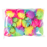 LG imports fluffy key ring rainbow ball, 12st.