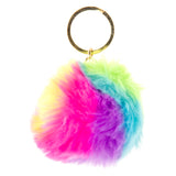 LG imports fluffy key ring rainbow ball, 12st.