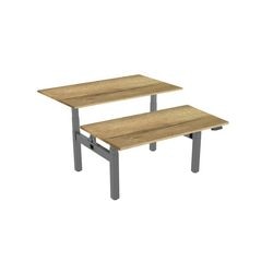 Zit-sta-bureau euroseats dual bench eiken, grijs eiken metaal