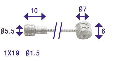 Cordo inner cable binnenkabel rem 225cm ã˜1,5mm verzinkt + 2 nippels