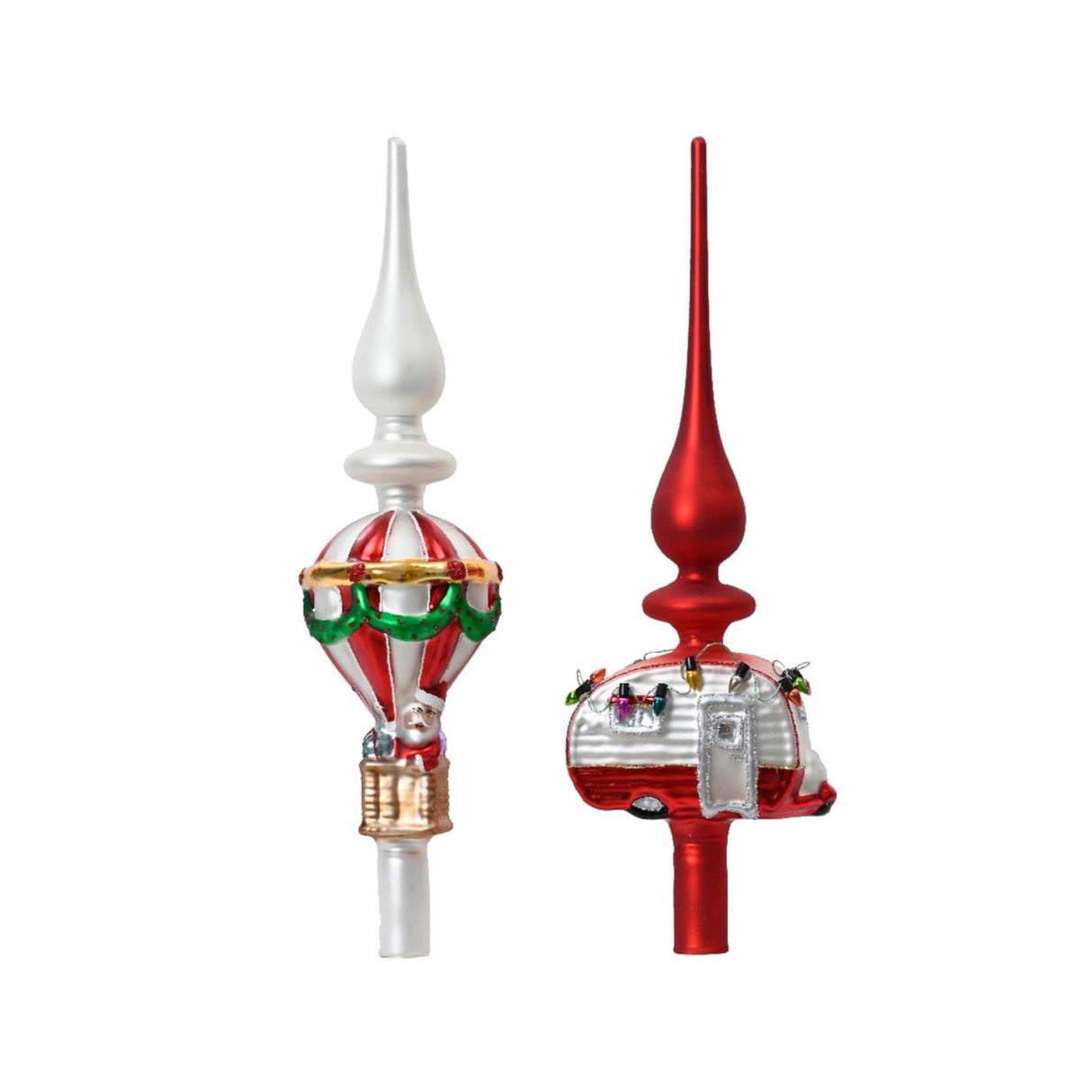Decoris piek heteluchtballon caravan van glas 31cm