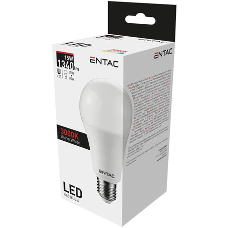 Entac LED-Lampe 15 W – E27-Fassung, 3000 Kelvin warmweiß, 1340 Lumen