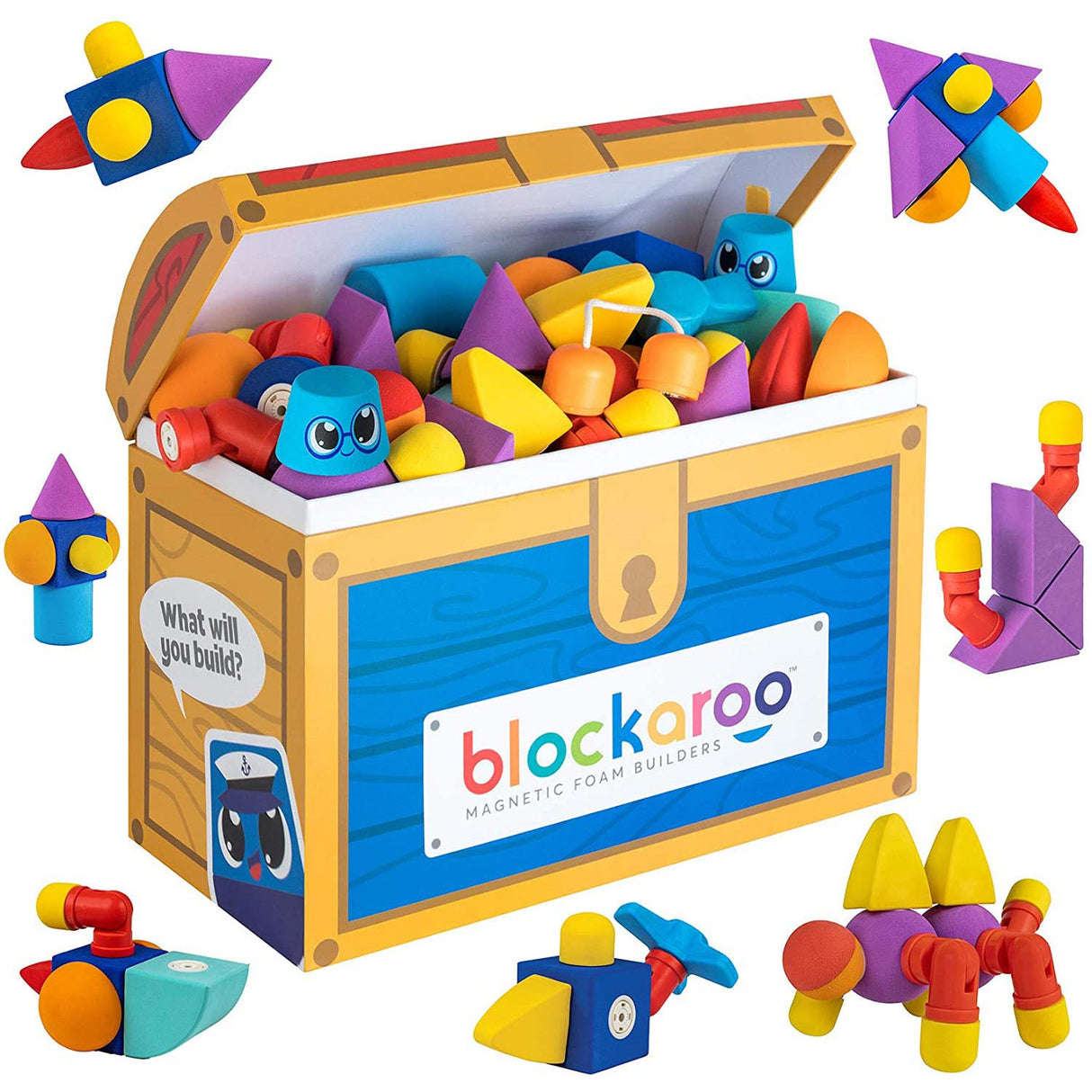 Blockaroo magnetische foam blokken schatkist box, 100dlg.