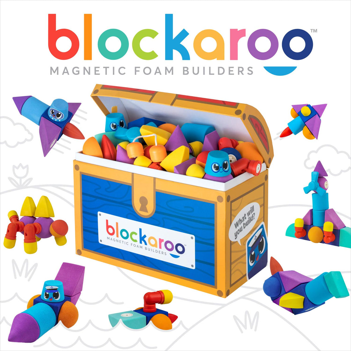 Blockaroo Magnéitesch Famblocken Schreckenkëscht, 100dlg.