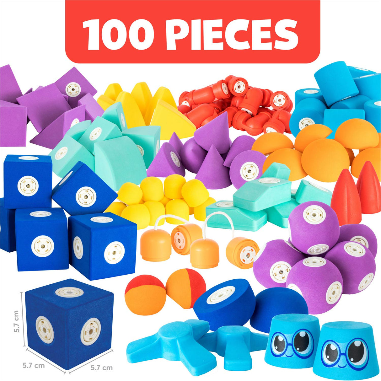 Blockaroo magnetische Schaumstoffblöcke Schatzkiste, 100 Stk.